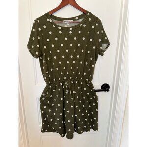 Merri Skye Olive Green Polka Dot Mini Dress - 0X